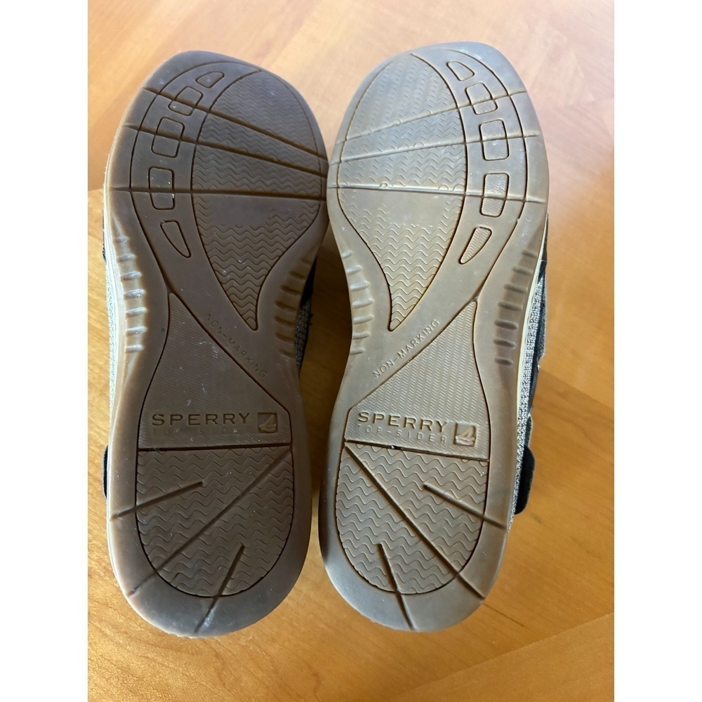 Sperry Top-Sider Boat Shoes Black Leather Canvas/Woven Sides Women 6.5M - Picture 14 of 16